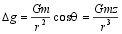 delta g=gm over r squared times cos theta=gmz over r cubed
