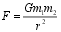 F=G times m1 times m2 over r squared